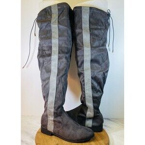 ashley stewart Women Over Knee Boots Size 8/8.5 Tall 25” Gray NEW